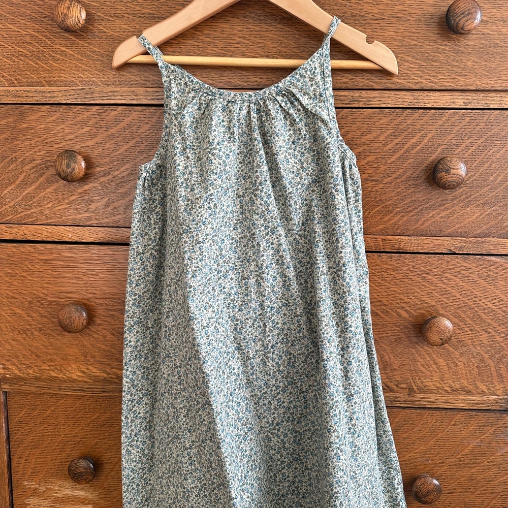 Floral Cotton Sundress for Girls in Sage Green